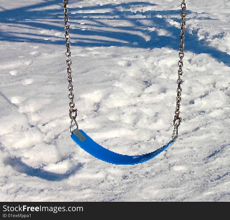 Blue swing hanging