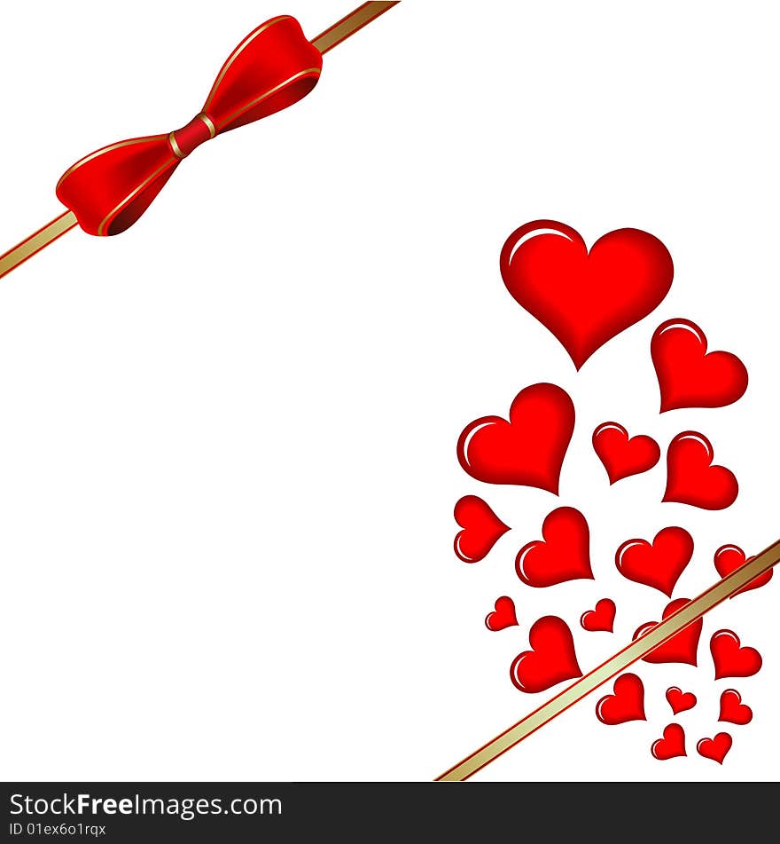 Vector of red heart bow; background vector