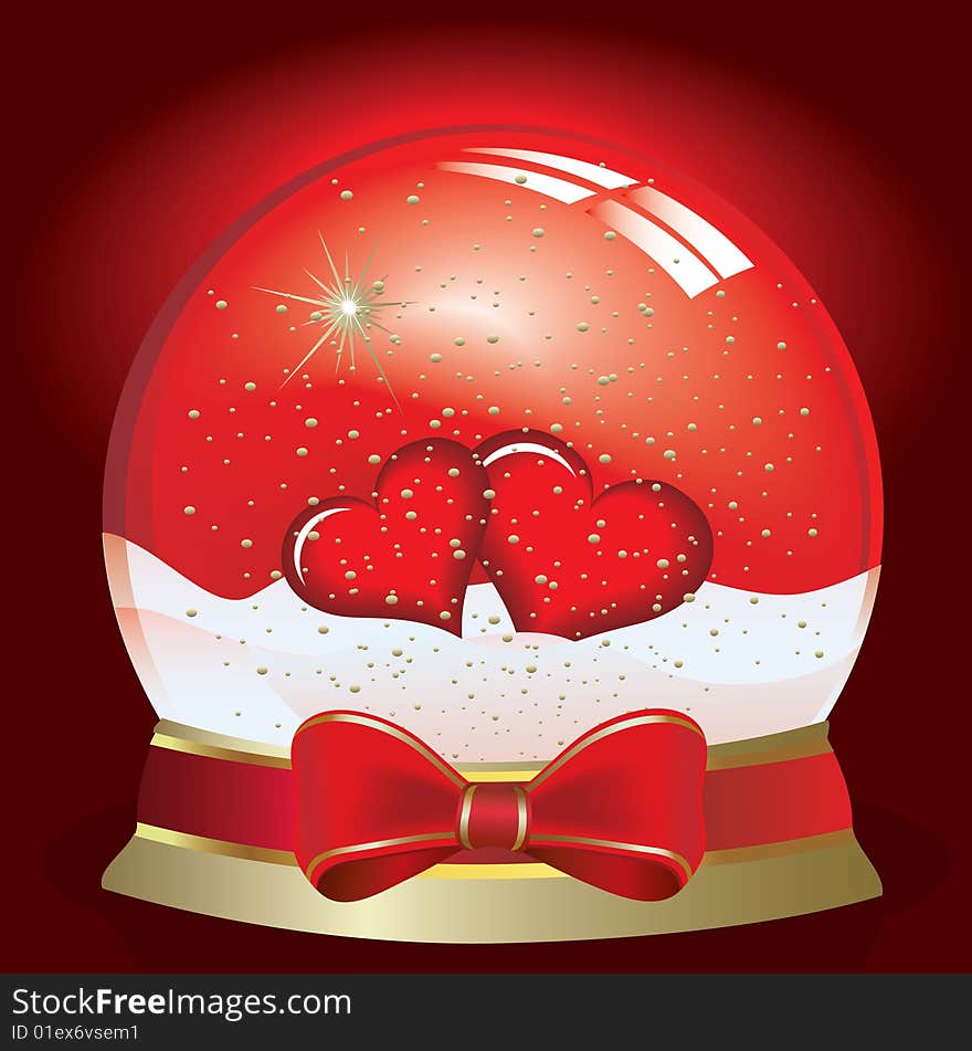 Vector of valentine's hearts in sphere