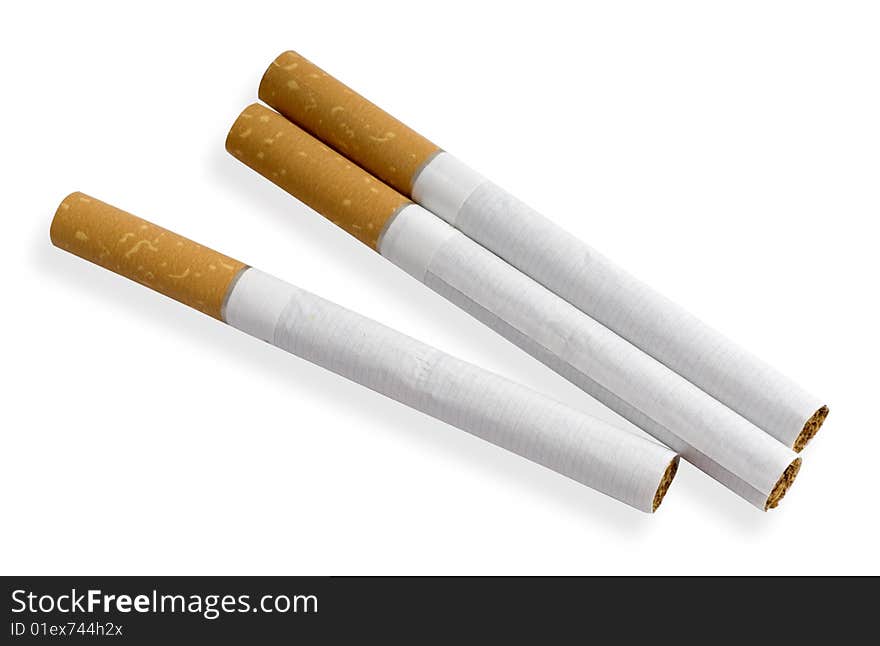 Three cigarettes on a white background