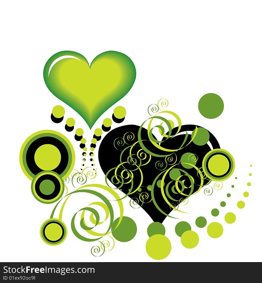 Green heart, valentine day, background vector