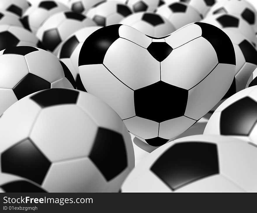 Soccer balls.
3D rendered illustration