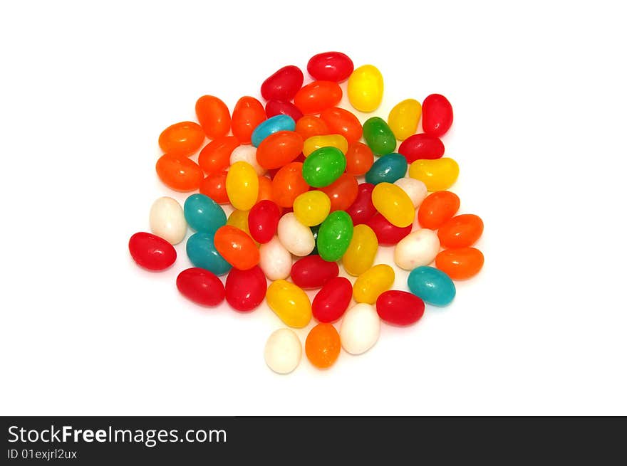 Multicolor jellybeans isolated on white background