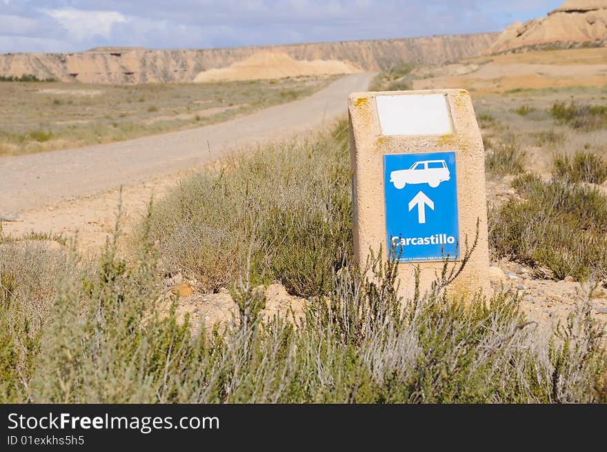 Road sign for cars in the desert. Road sign for cars in the desert