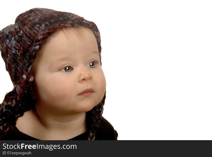 Very cute Image of a Baby Girl with Hat on.