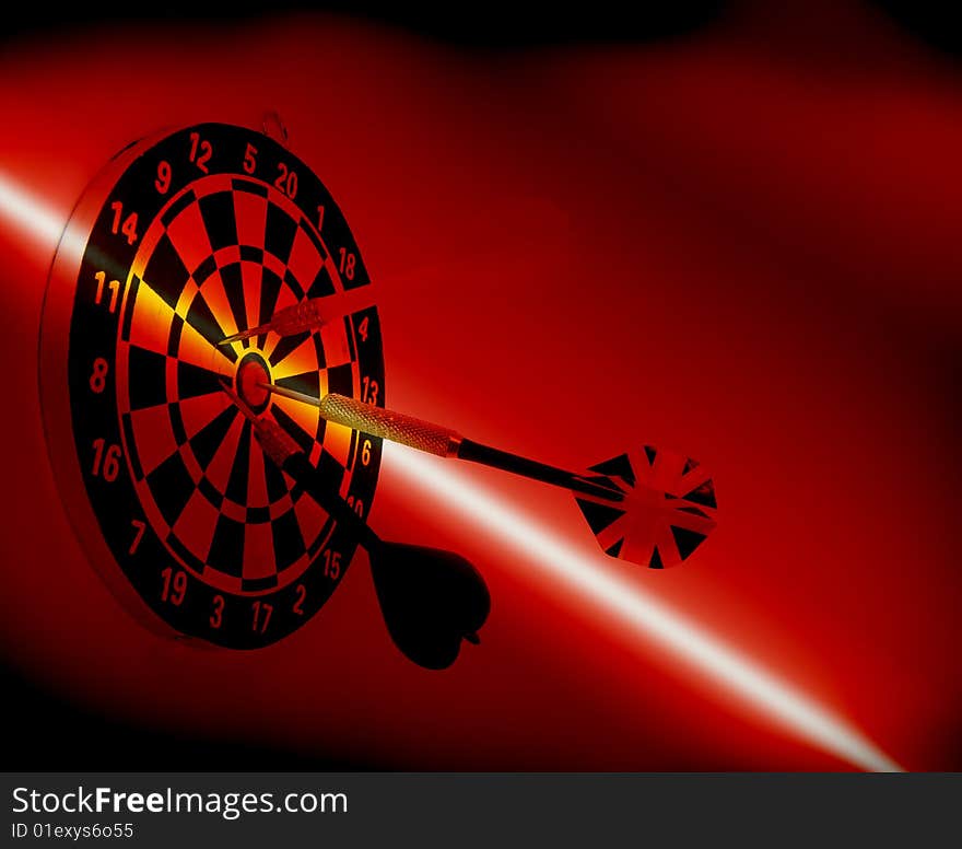 Red grunge target with arrow. sport