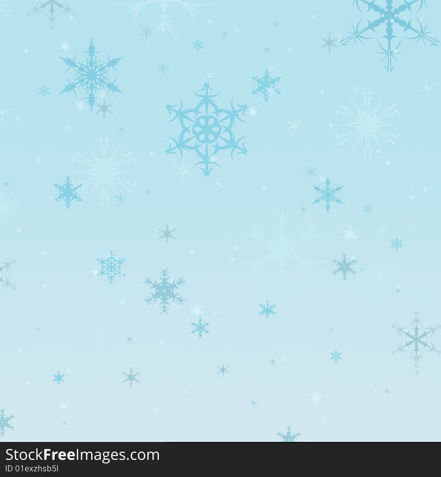 An abstract illustration/background of various snowflakes. An abstract illustration/background of various snowflakes.