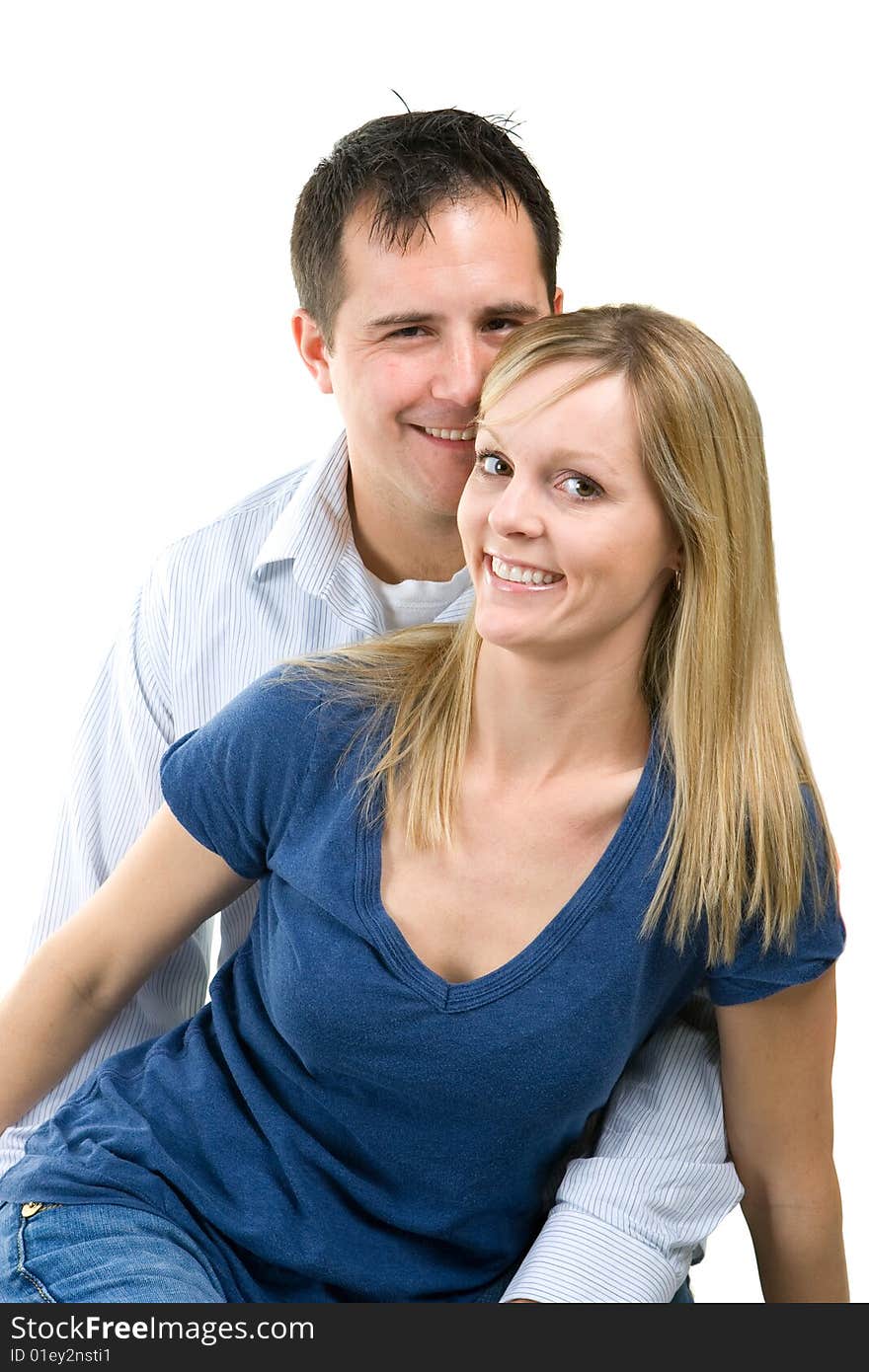 Portrait of an attractive couple on a white background