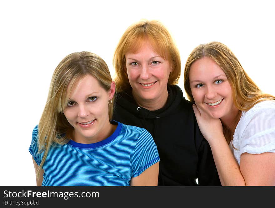 A mother with her two adult daughters. A mother with her two adult daughters