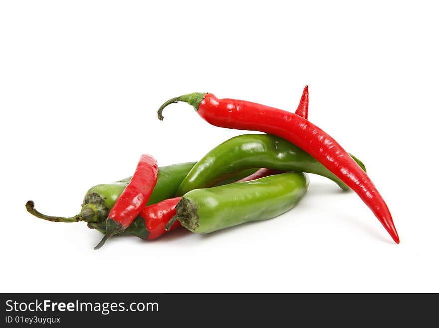 Red and green fresh nice peppers - very hot!