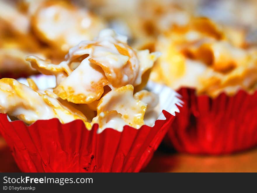 Closeup White Chocolate Cornflakes Cookies. Closeup White Chocolate Cornflakes Cookies