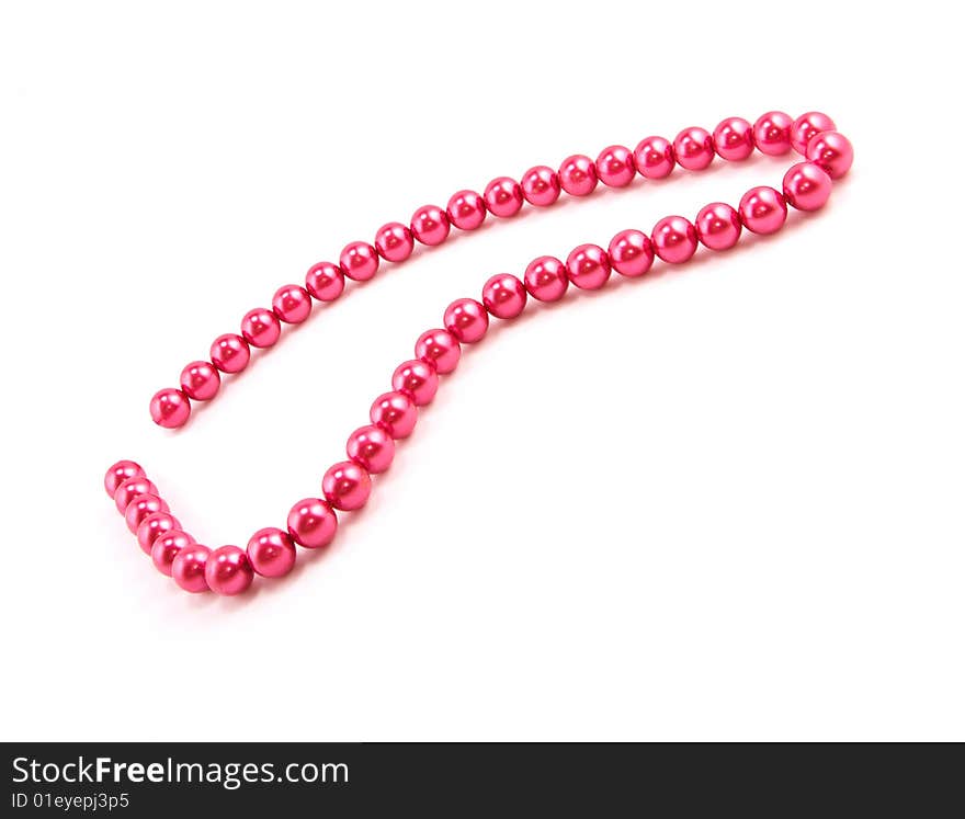 Red isolated beads on the white background