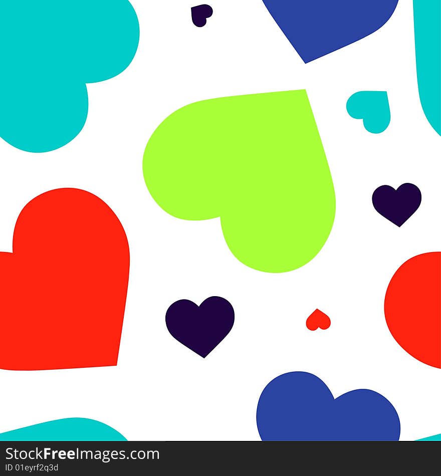 Vector seamless pattern with big hearts. Vector seamless pattern with big hearts