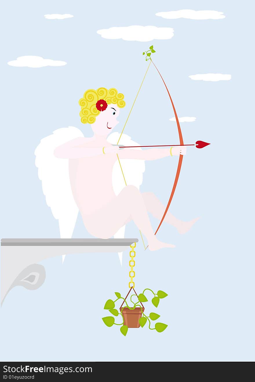 Cupid for St. Valentine's day. Rasterized illustration.