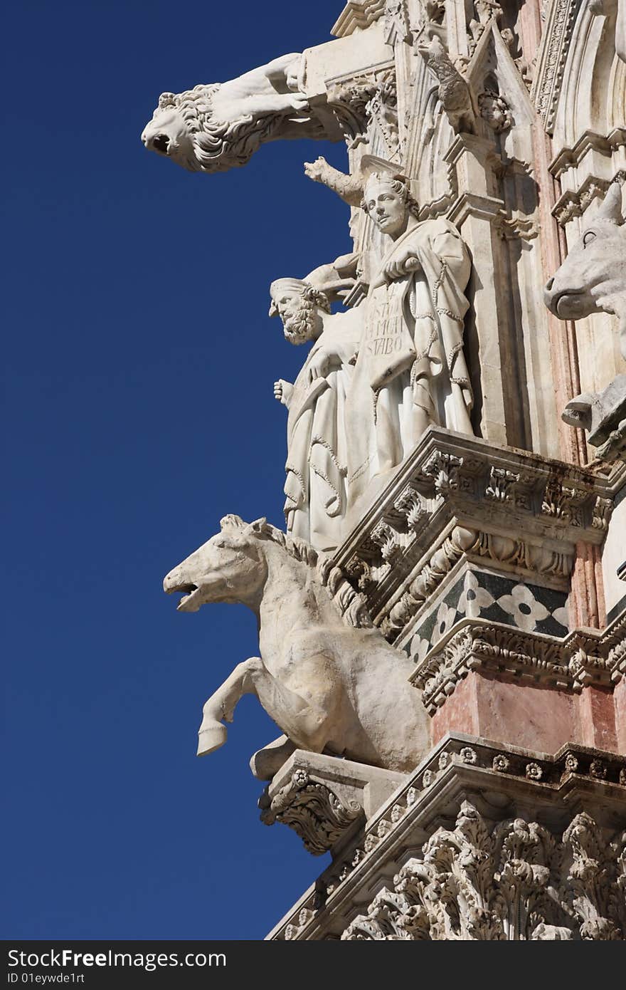 Architectural details of medieval cathedral in Sie