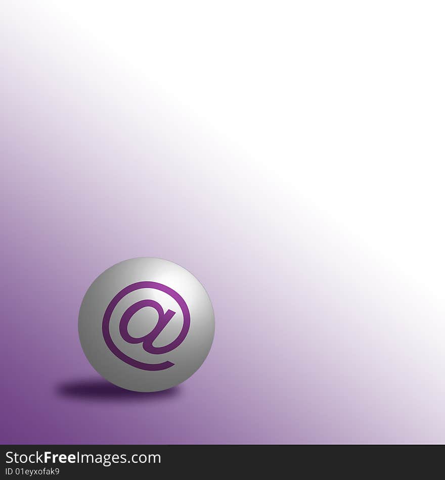 Email symbol on ball over purple graduated background. Email symbol on ball over purple graduated background