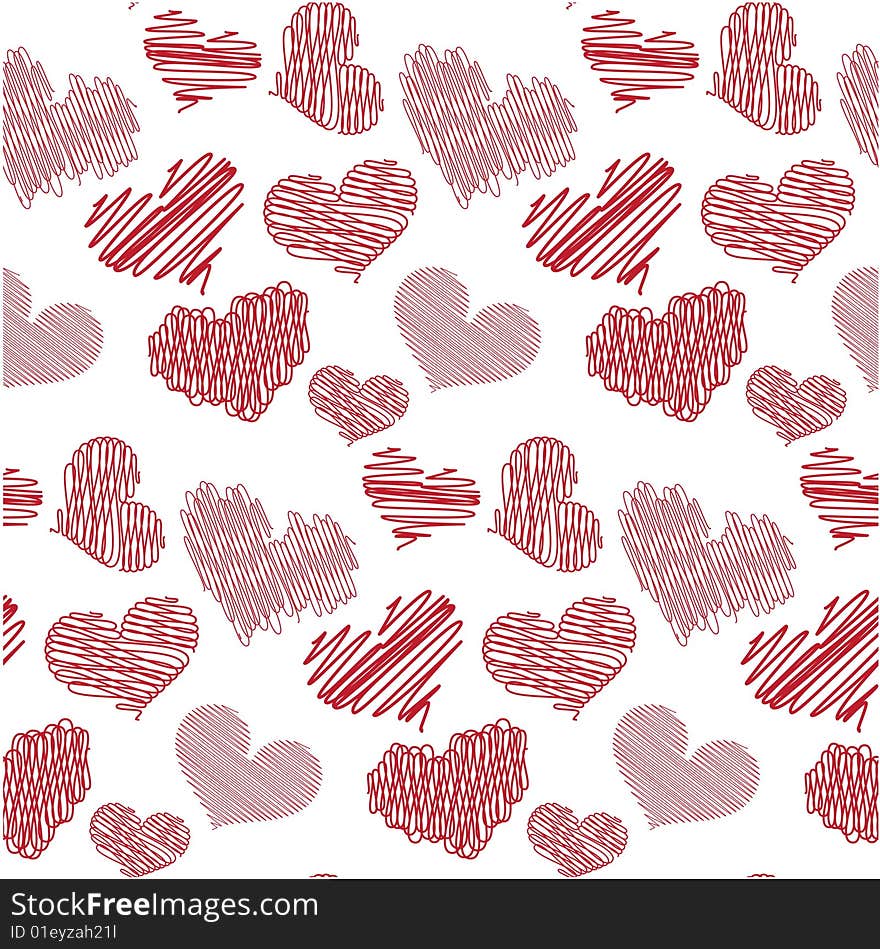 Seamless background with heart sketches. Seamless background with heart sketches