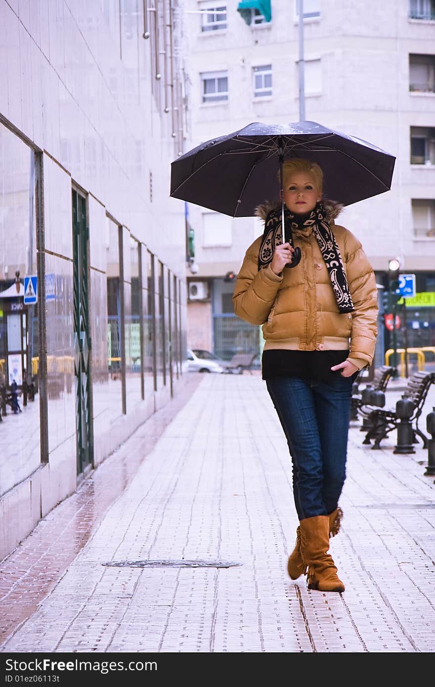 Urban Portrait Under Rain