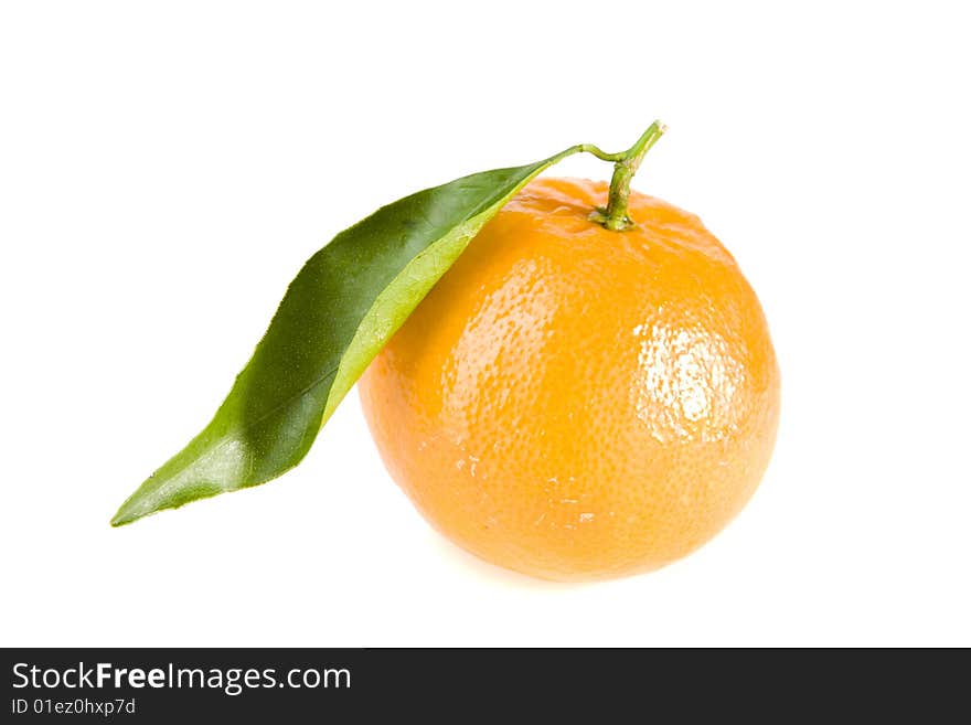 Tangerine with leaf