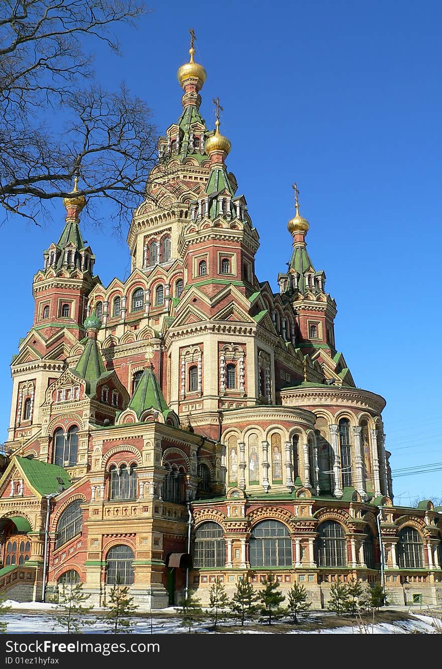 The Cathedral of Peter and Paul in the Peterhof, Russia. The Orthodox Church.