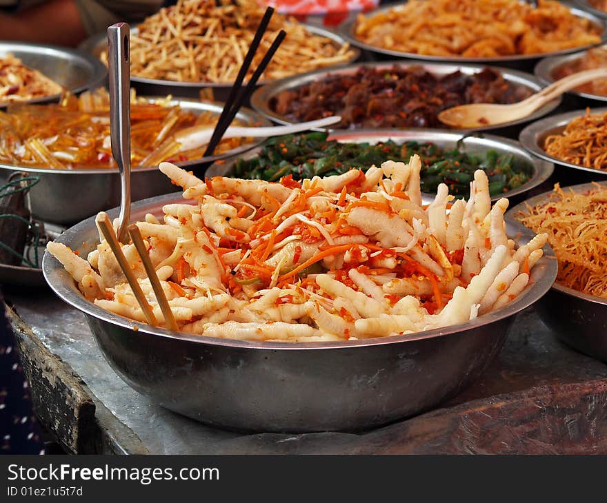 Chicken feet at a chinese marketplace. Chicken feet at a chinese marketplace