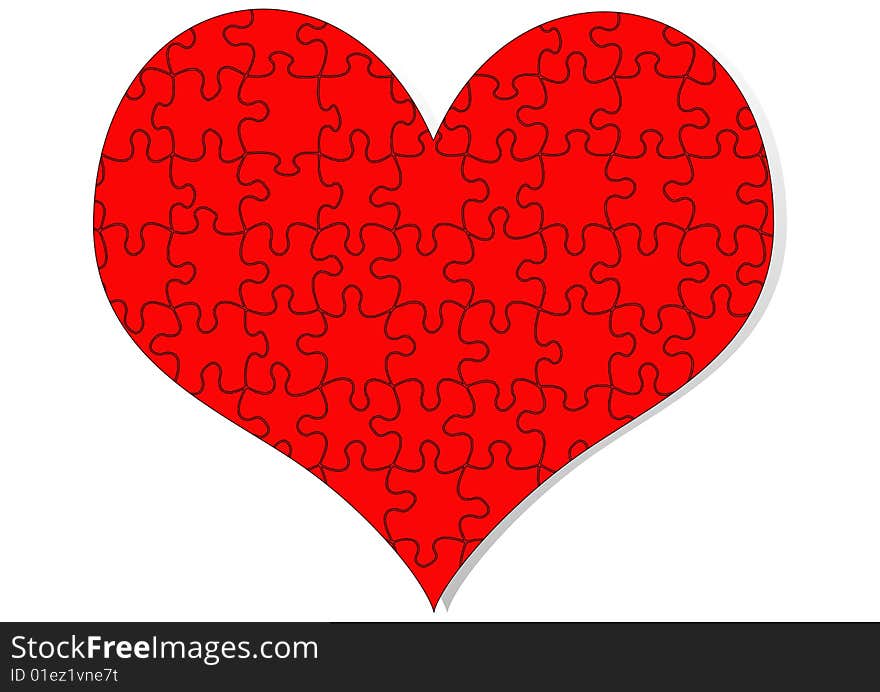 Illustration of red puzzle heart. Illustration of red puzzle heart