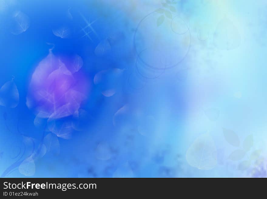 Abstract background with leafs on the blue. Abstract background with leafs on the blue