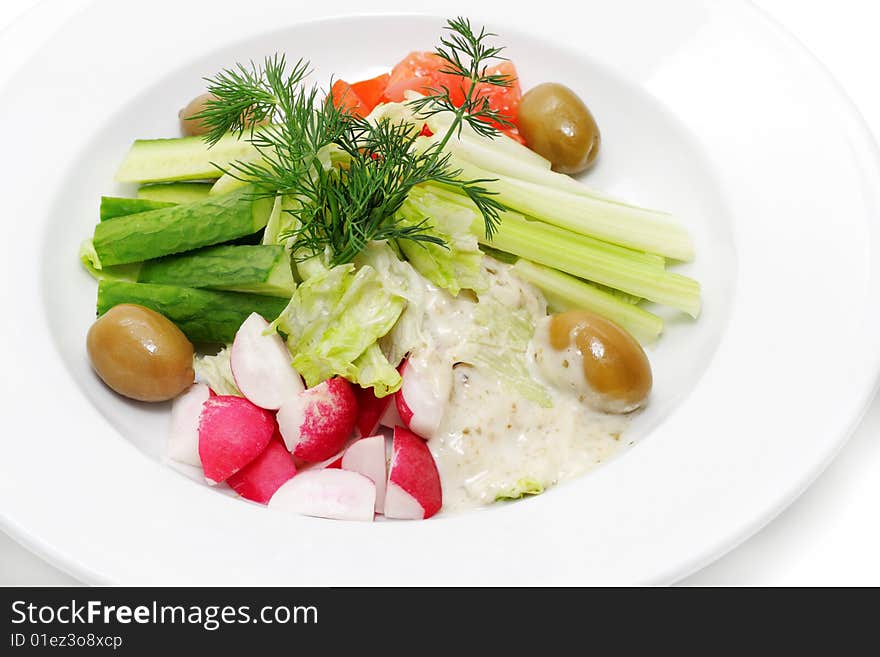 Fresh Vegetables Bowl over White