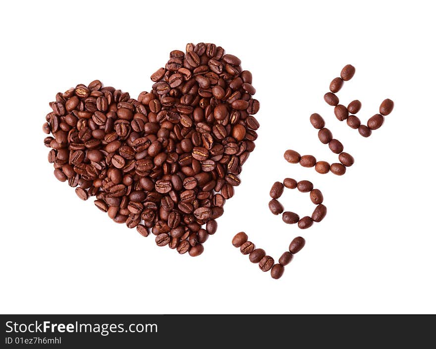 Heart made of coffee beans