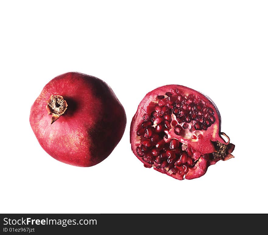 One and slice of pomegranate. One and slice of pomegranate