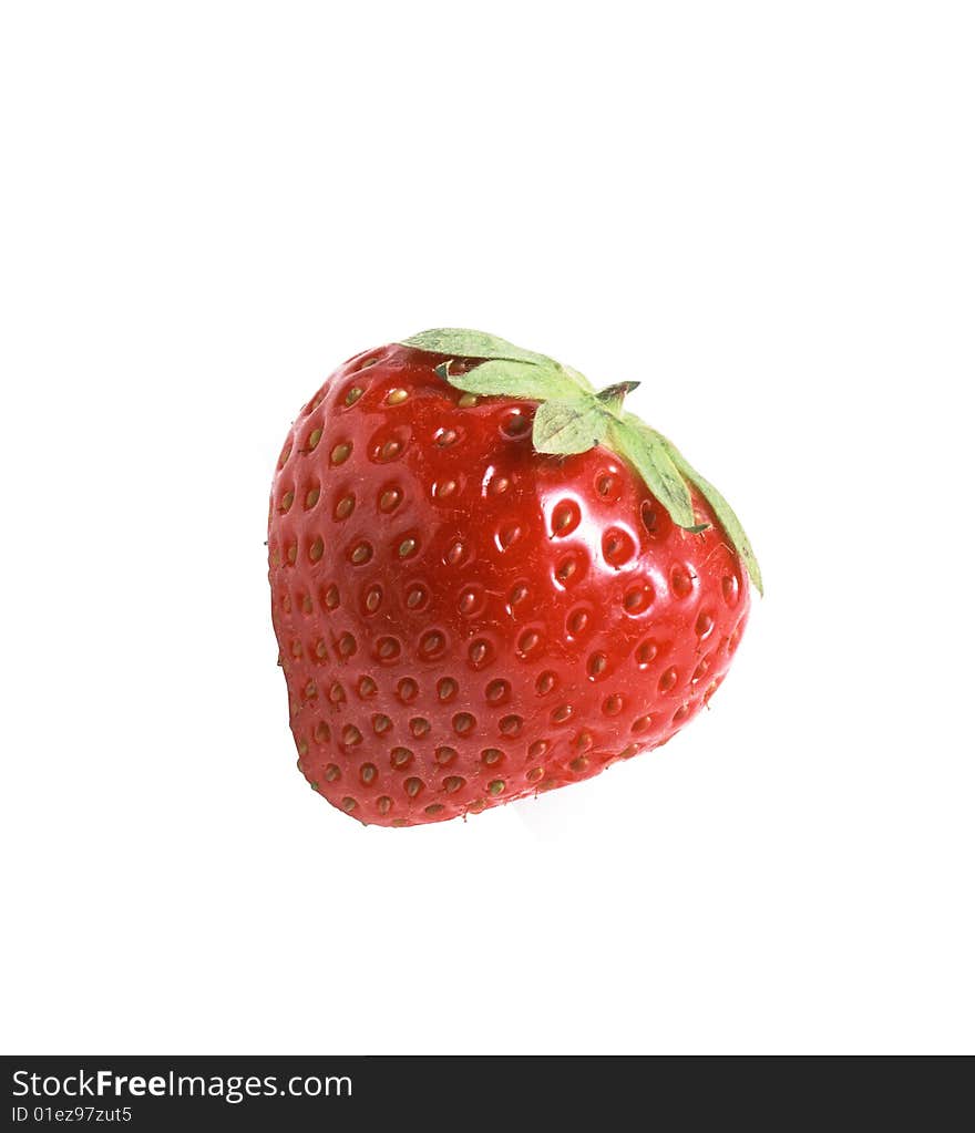 Strawberry close up, isolated over white