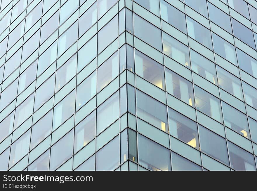 Corner view of corporate building detail