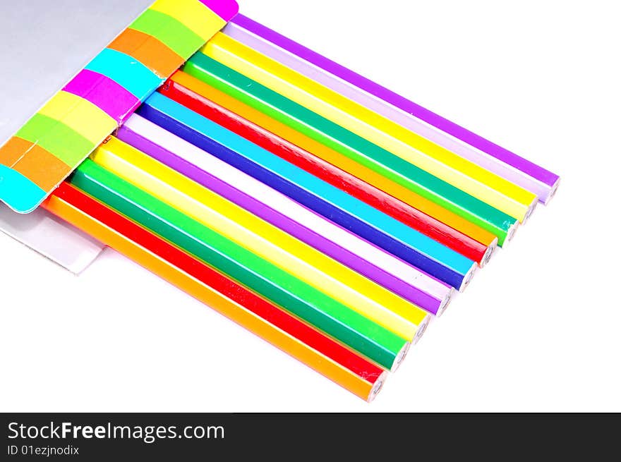 Colored pencils isolated on white