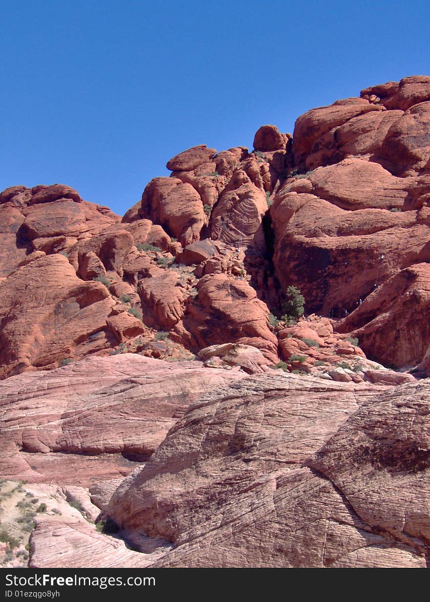 Red rock figures in Nevada, great places for rock climbing. Red rock figures in Nevada, great places for rock climbing