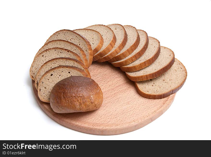 Pieces of long loaf isolated on a white background. Pieces of long loaf isolated on a white background.