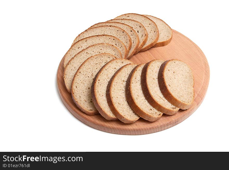 Pieces of long loaf isolated on a white background. Pieces of long loaf isolated on a white background.