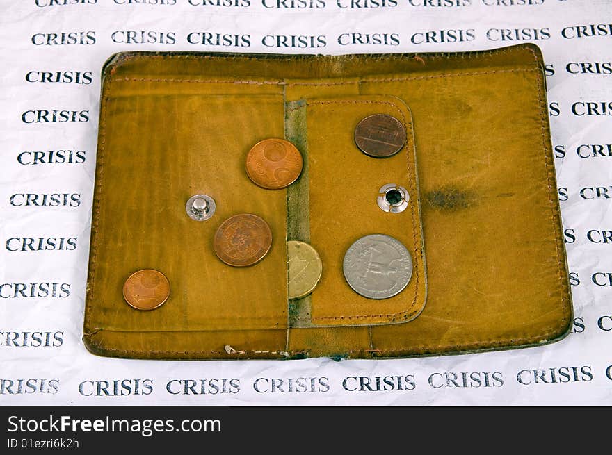 Crisis, Old Wallet And Coins