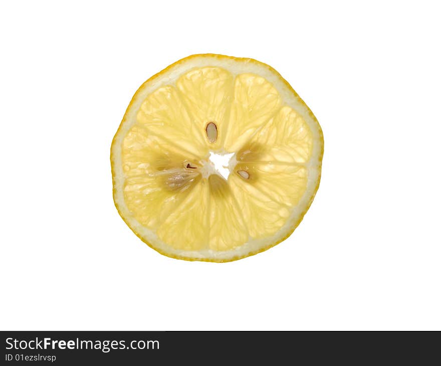 Plate  lemon on white background.