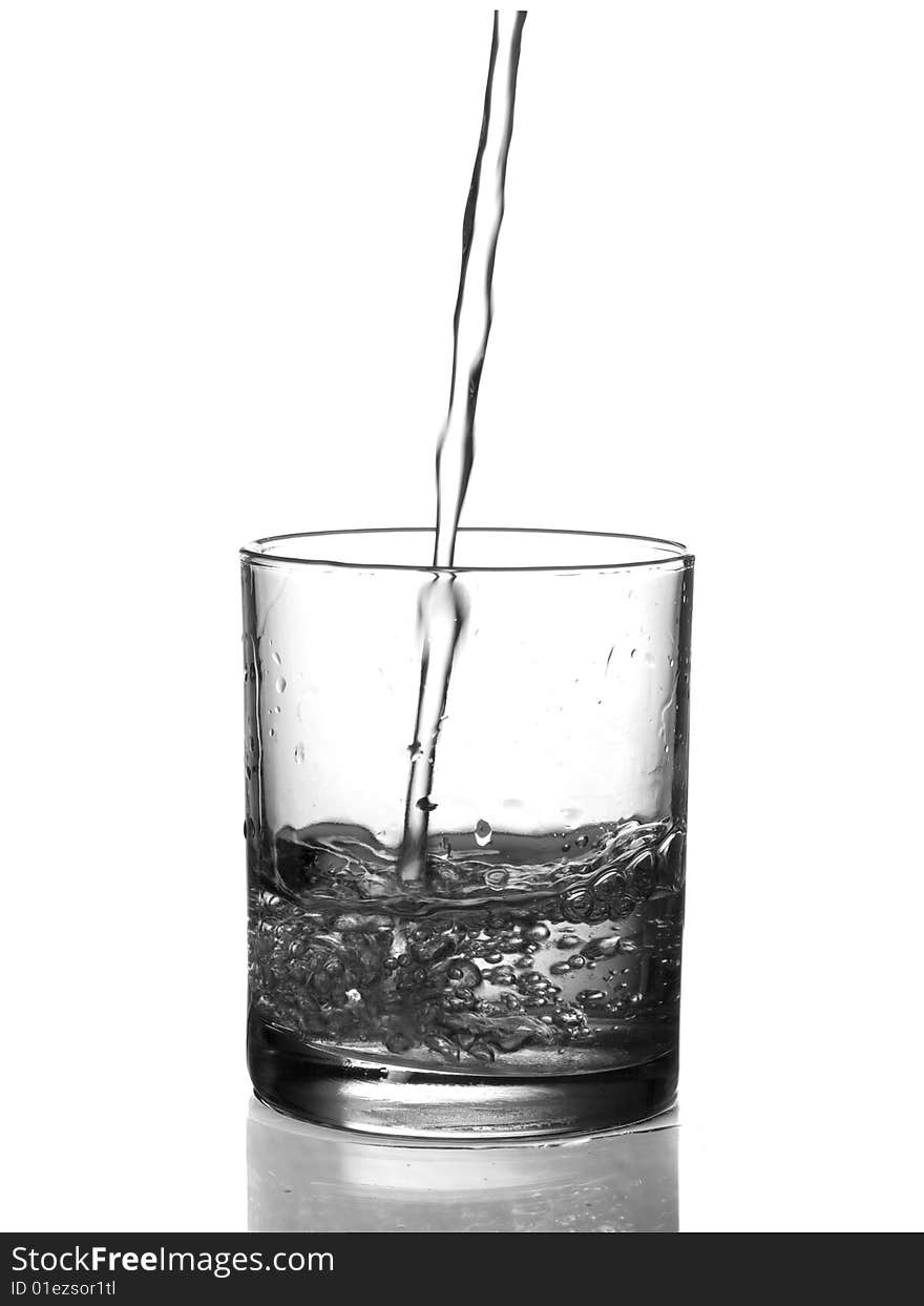 Water isolated on white background. (glass water, drink).