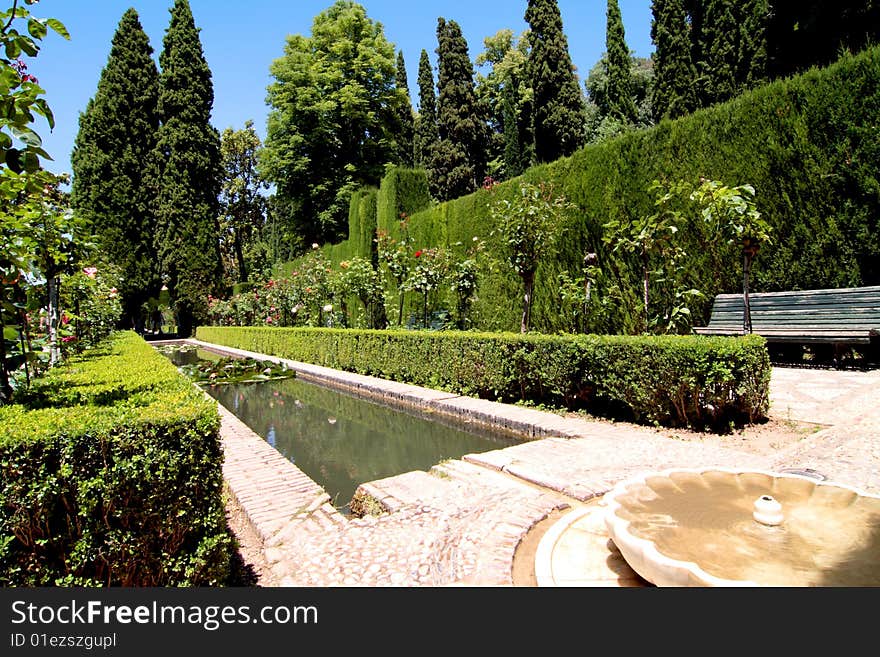 The magnificent garden called Generalife, in the Alhambra Palace, Spain. The magnificent garden called Generalife, in the Alhambra Palace, Spain