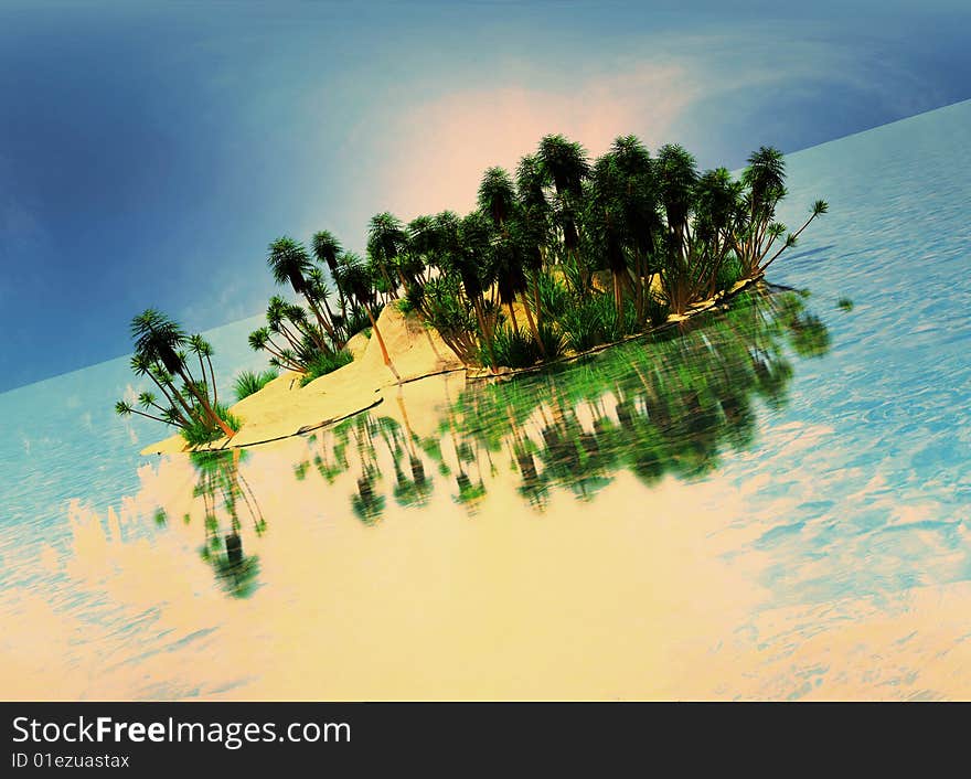 Beautiful tropical island rendered by 3d studio max