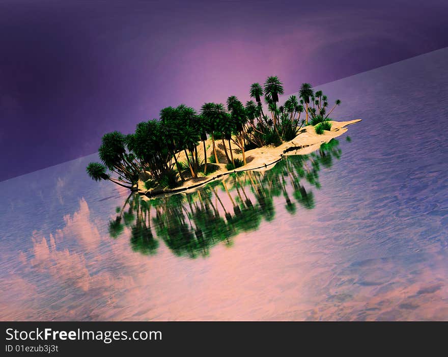 Beautiful tropical island rendered by 3d studio max