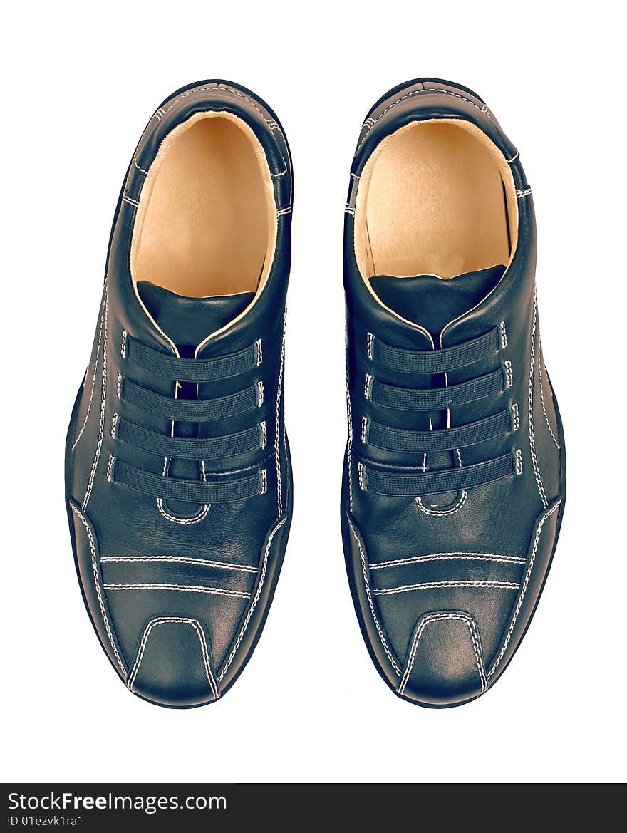 Man grey isolated  leathers shoes