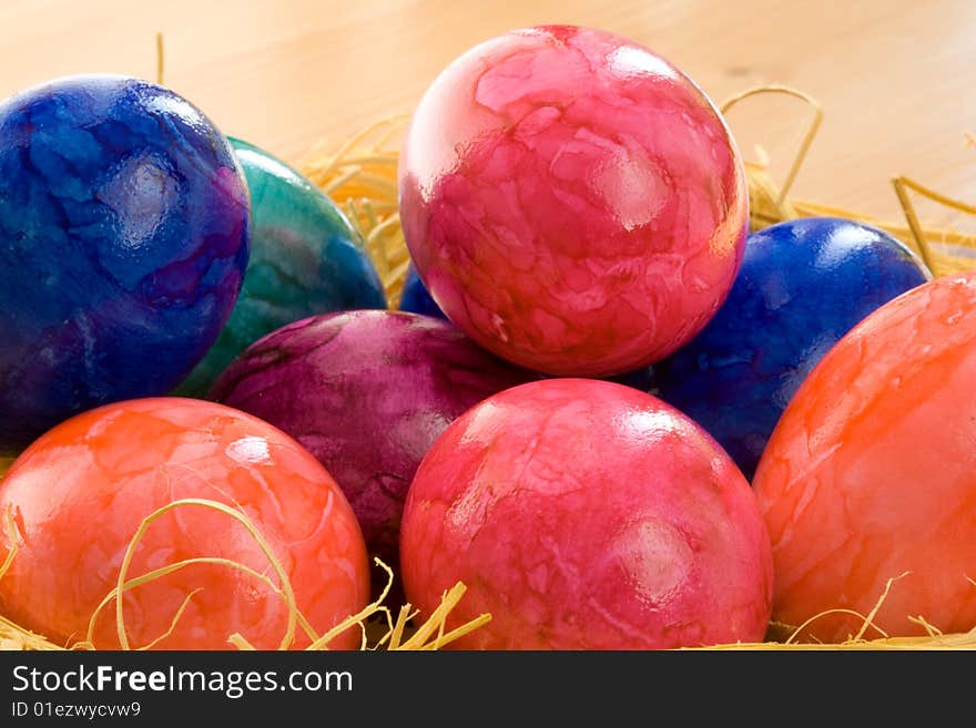 Easter eggs on the table. Easter eggs on the table.