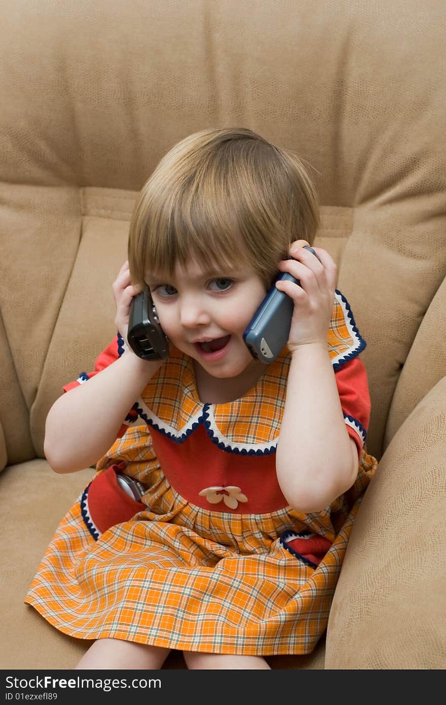 The little child with phone