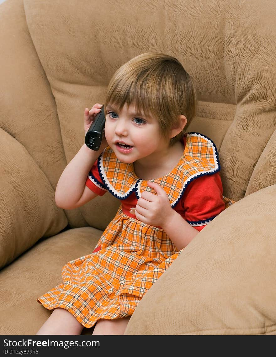 The little child with phone