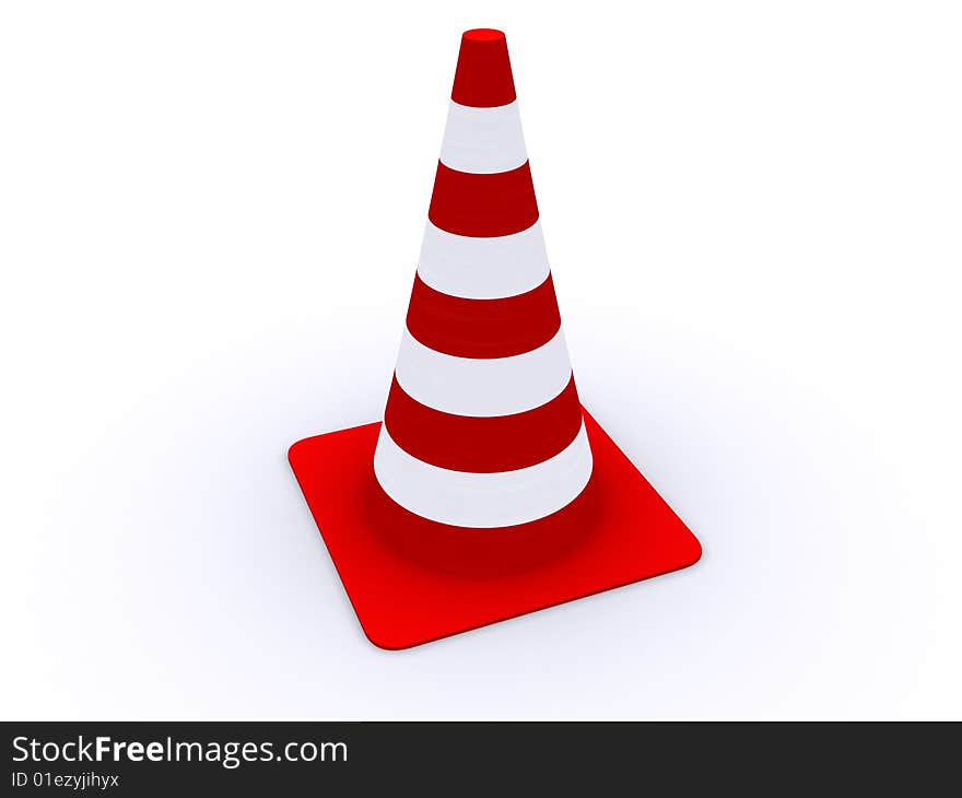 Road red-white cones on a white background. Road red-white cones on a white background