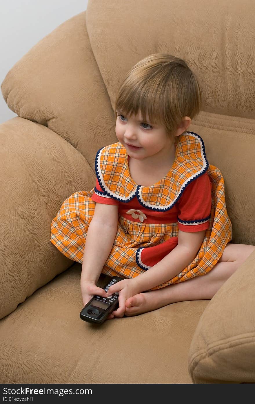 The little child with phone