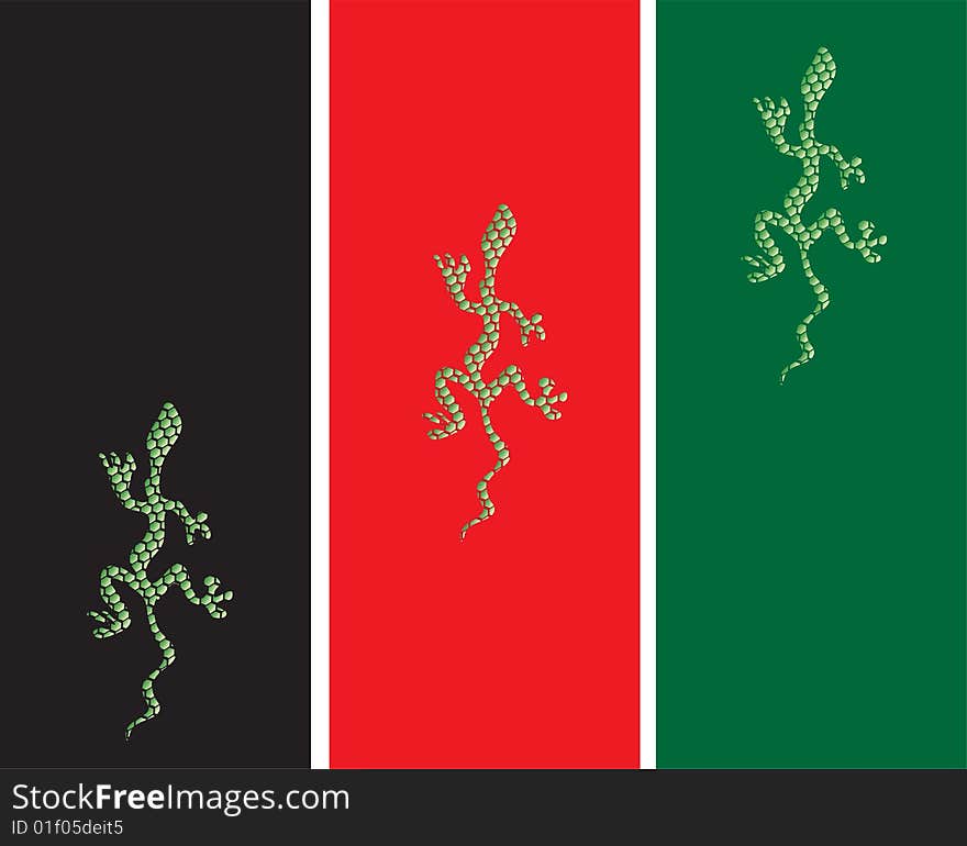 Three lizards with backgrounds