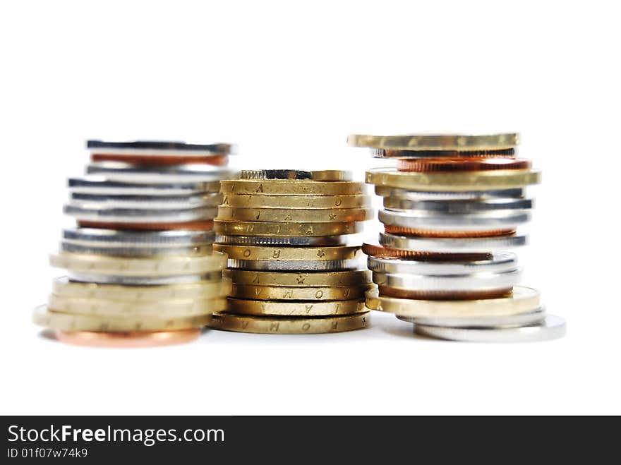 Coins isolated on white background